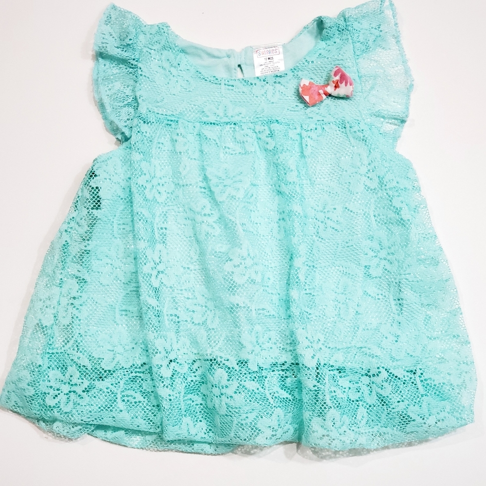 Swiggles Mint Green Lace Dress Size 12m Lined